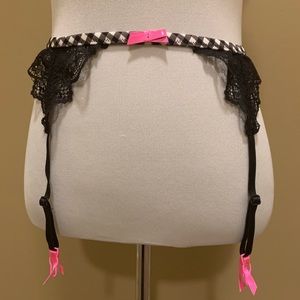 VS Vintage Gingham Plaid Pink Bow garter belt